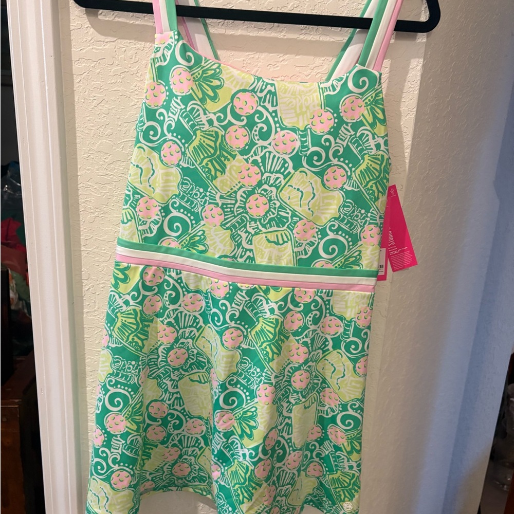 Lilly Pulitzer Vibrant Green and Pink One Piece Swimsuit - Picture 2 of 8